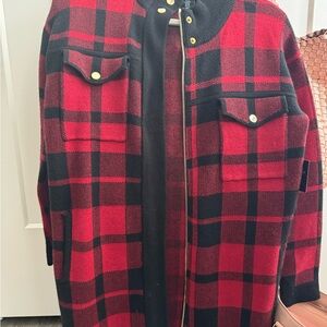 Cynthia Rowley Red and Black Checkered Jacket